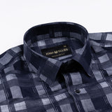 Aztec Navy Giza Cotton Checked Printed Shirt - John Ellies