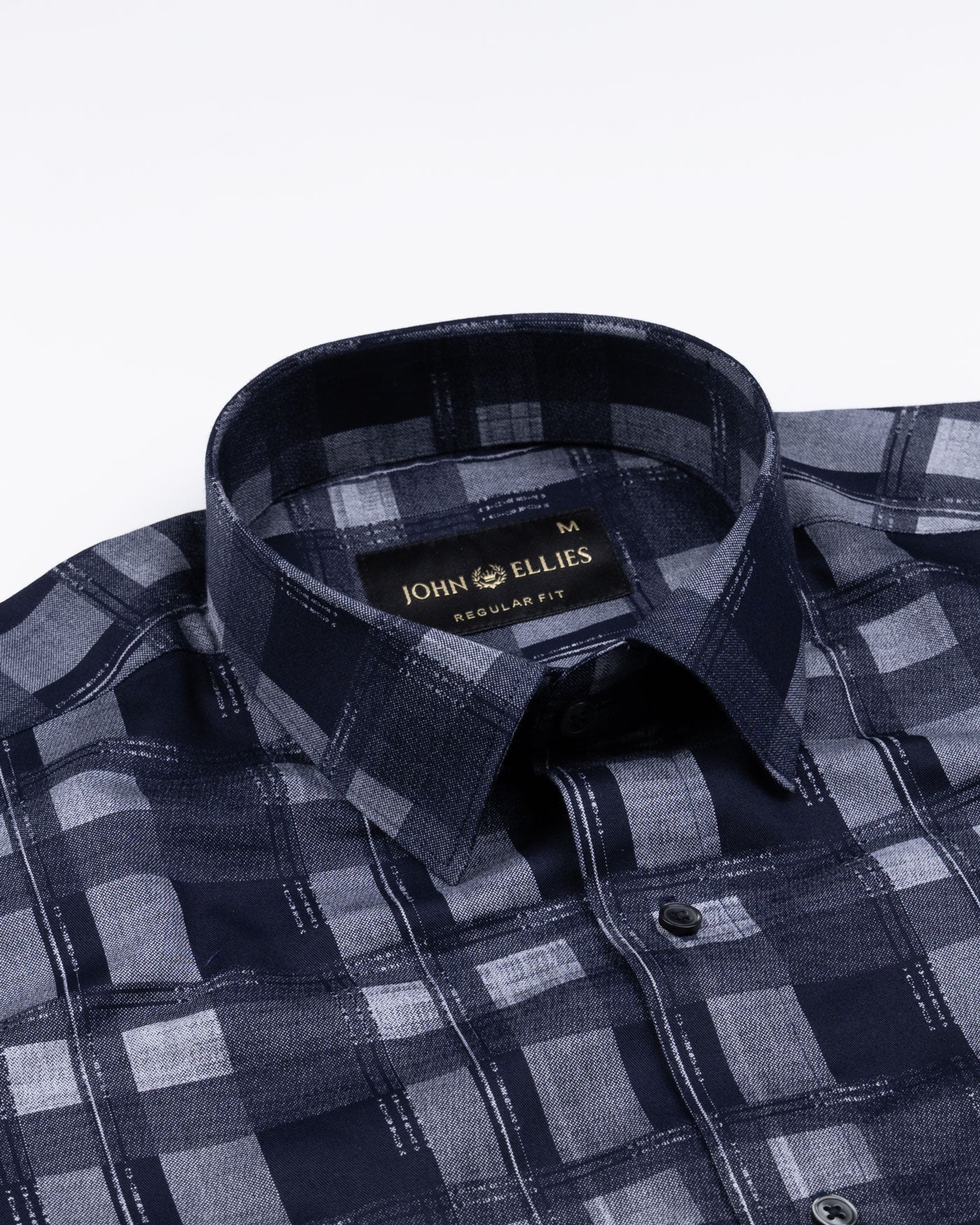 Aztec Navy Giza Cotton Checked Printed Shirt - John Ellies