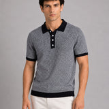 Welbern Black And White Cotton Polo T-Shirt