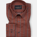 Verdant Maroon Stripe Giza Cotton Shirt - John Ellies