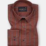 Verdant Maroon Stripe Giza Cotton Shirt - John Ellies