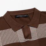 Welbern Brown Stripes Cotton Polo T-Shirt - John Ellies