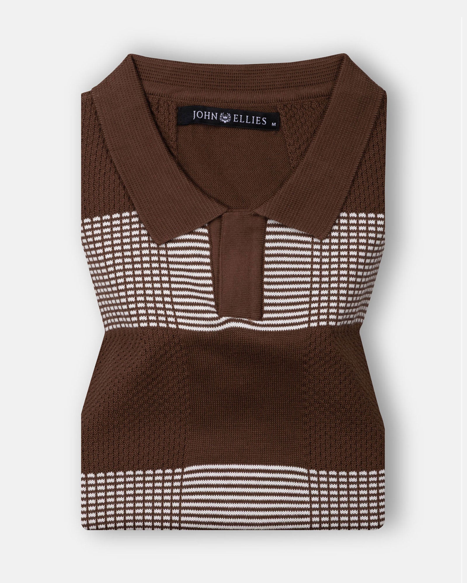 Welbern Brown Stripes Cotton Polo T-Shirt - John Ellies