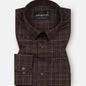 Windowpane Brown Giza Cotton Checked Printed Shirt - John Ellies