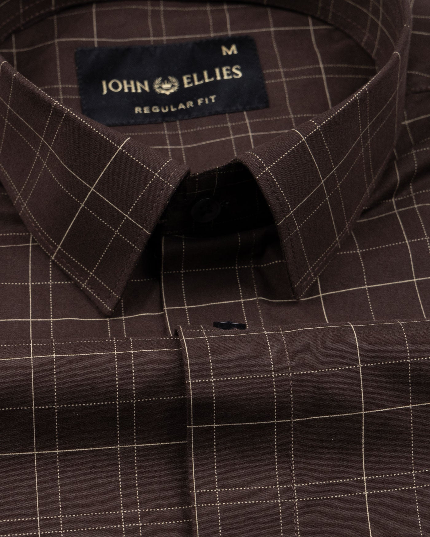 Windowpane Brown Giza Cotton Checked Printed Shirt - John Ellies