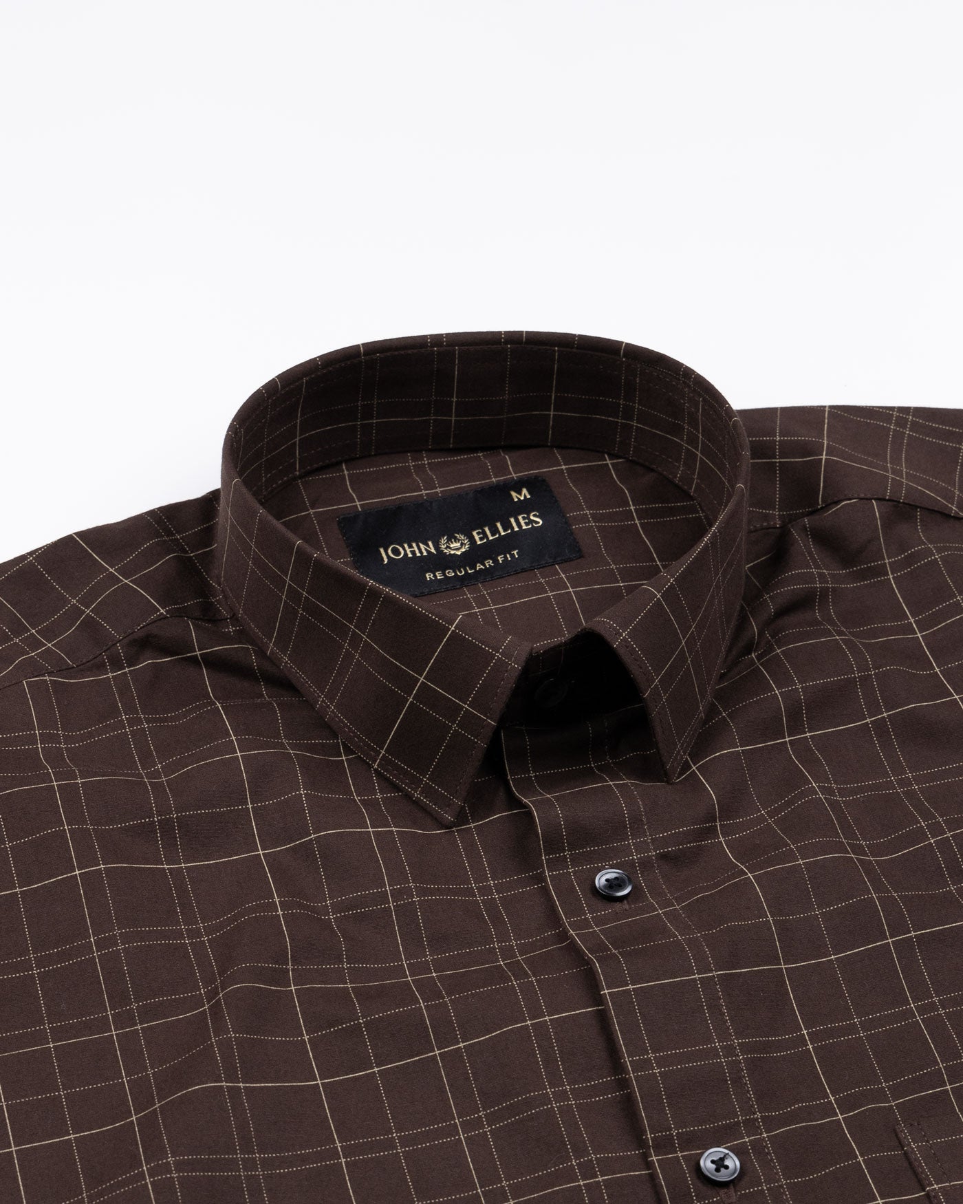 Windowpane Brown Giza Cotton Checked Printed Shirt - John Ellies