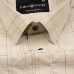 Windowpane Cream Giza Cotton Checked Shirt - John Ellies