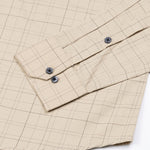 Windowpane Cream Giza Cotton Checked Shirt - John Ellies