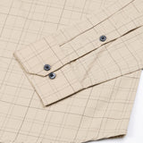 Windowpane Cream Giza Cotton Checked Shirt - John Ellies