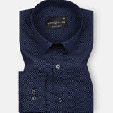 Dottedcharm Navy Blue Giza Cotton Printed Shirt - John Ellies