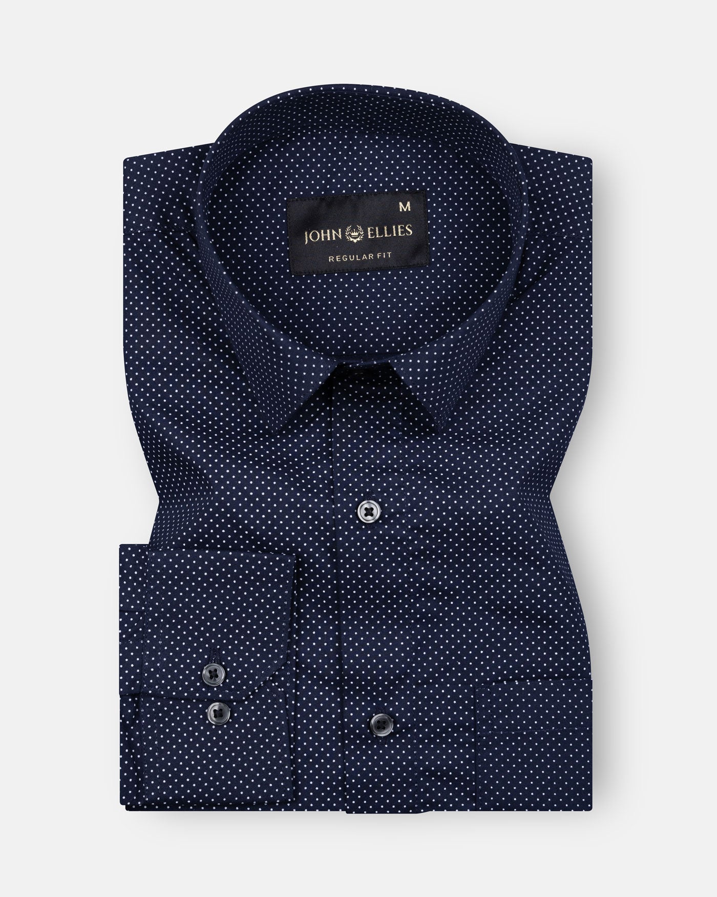 Dottedcharm Navy Blue Giza Cotton Printed Shirt - John Ellies