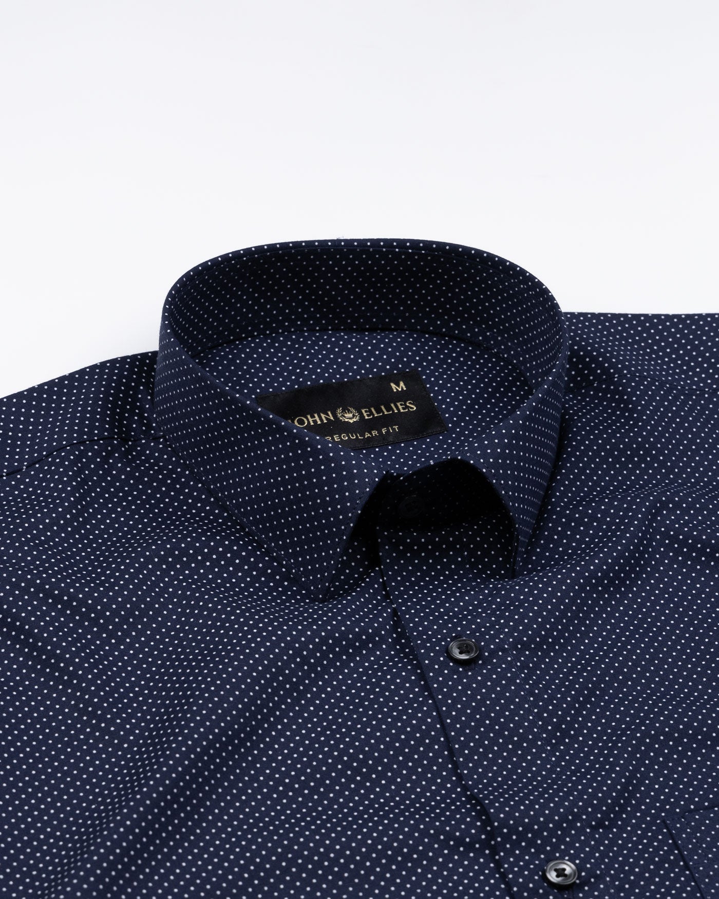 Dottedcharm Navy Blue Giza Cotton Printed Shirt - John Ellies