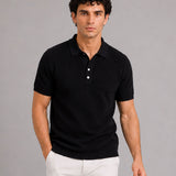 Welbern Black Cotton Polo T-Shirt