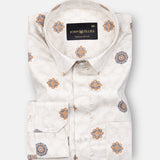 Florence Cream Giza Cotton Printed Shirt - John Ellies