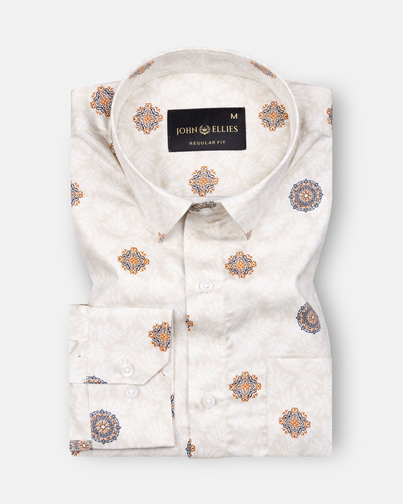 Florence Cream Giza Cotton Printed Shirt - John Ellies