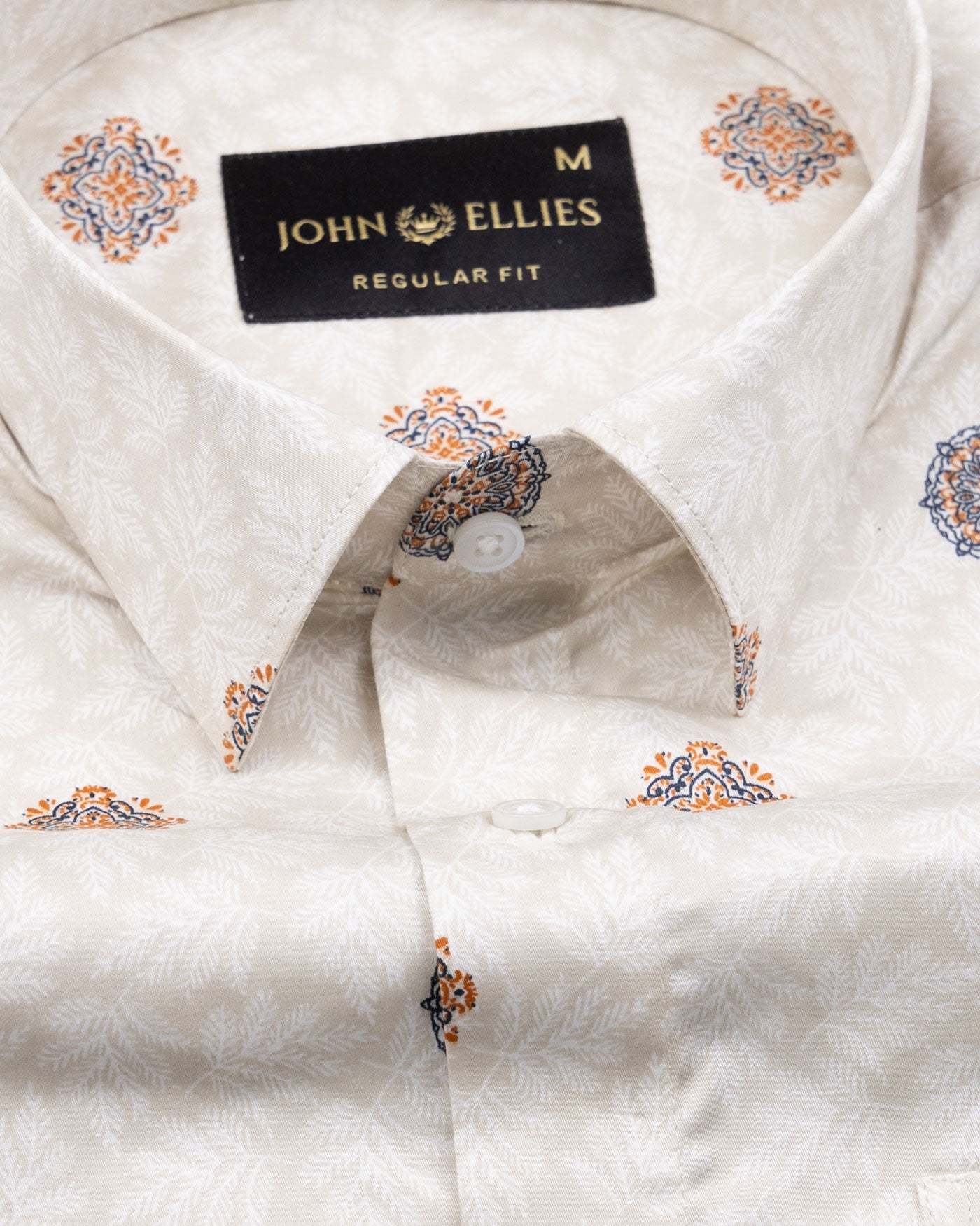 Florence Cream Giza Cotton Printed Shirt - John Ellies