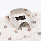 Florence Cream Giza Cotton Printed Shirt - John Ellies