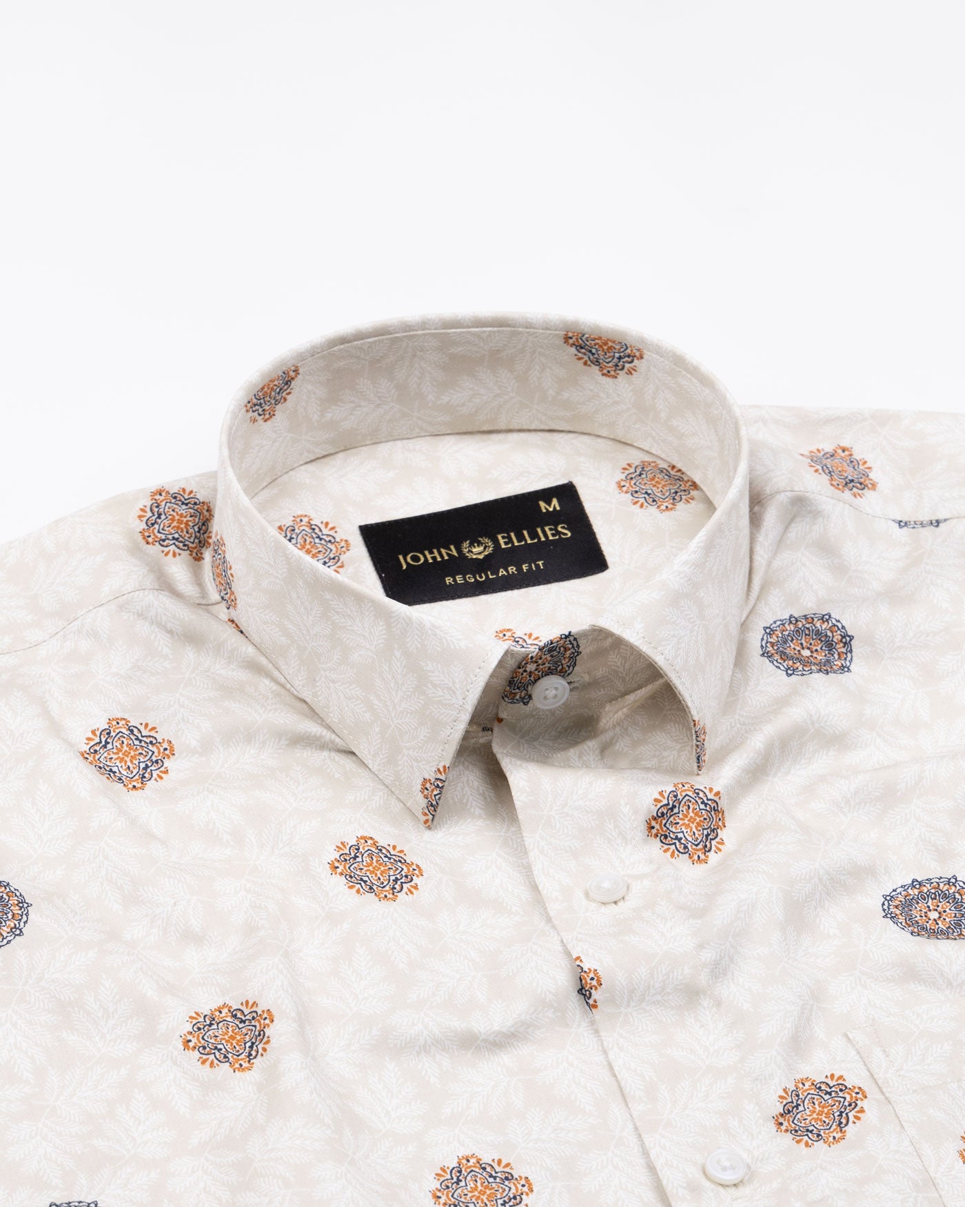 Florence Cream Giza Cotton Printed Shirt - John Ellies