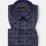 Florence Navy Blue Giza Cotton Printed Shirt - John Ellies