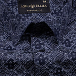 Florence Navy Blue Giza Cotton Printed Shirt - John Ellies