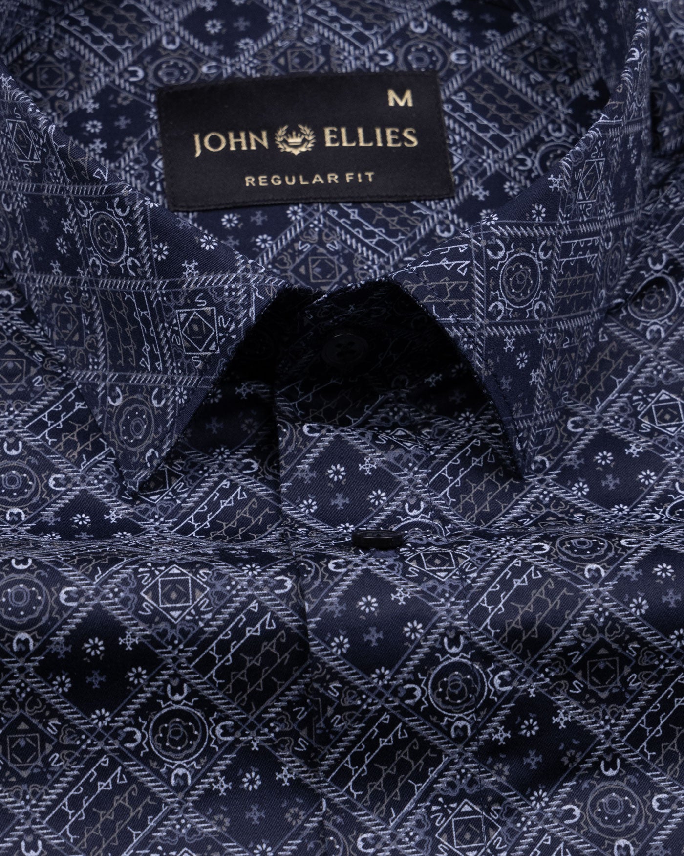 Florence Navy Blue Giza Cotton Printed Shirt - John Ellies