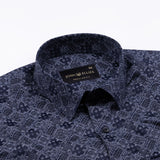 Florence Navy Blue Giza Cotton Printed Shirt - John Ellies