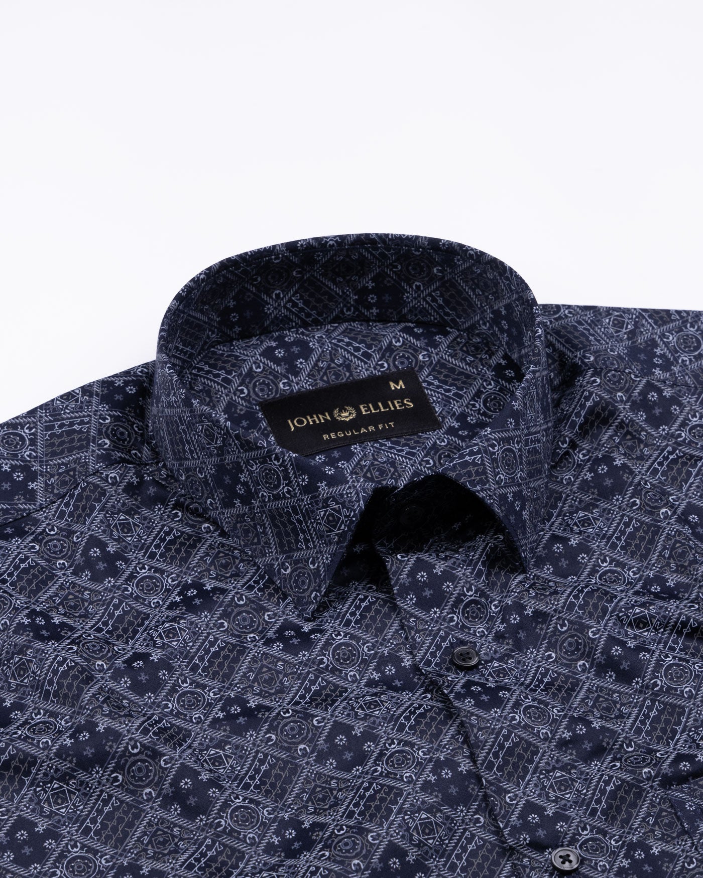 Florence Navy Blue Giza Cotton Printed Shirt - John Ellies