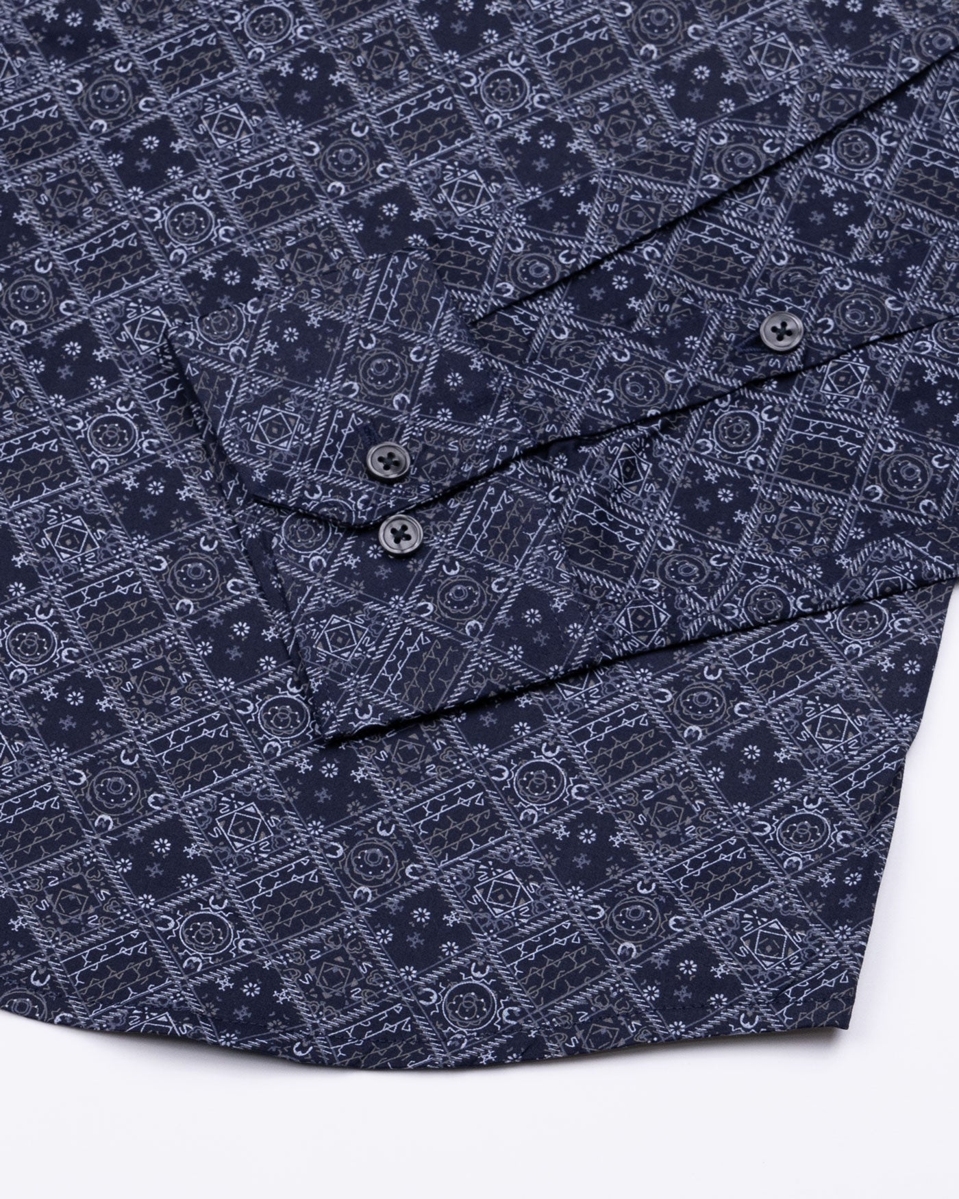 Florence Navy Blue Giza Cotton Printed Shirt - John Ellies