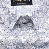 Florence Warm White Giza Cotton Printed Shirt - John Ellies