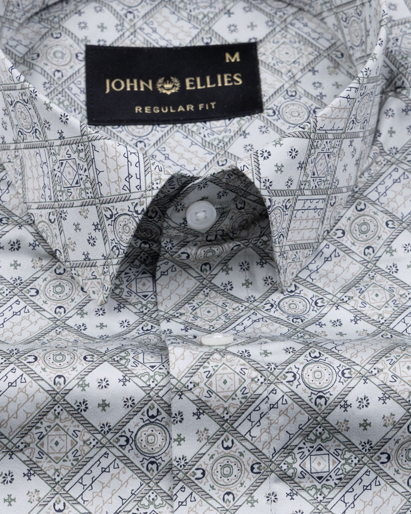 Florence Olive Giza Cotton Printed Shirt - John Ellies