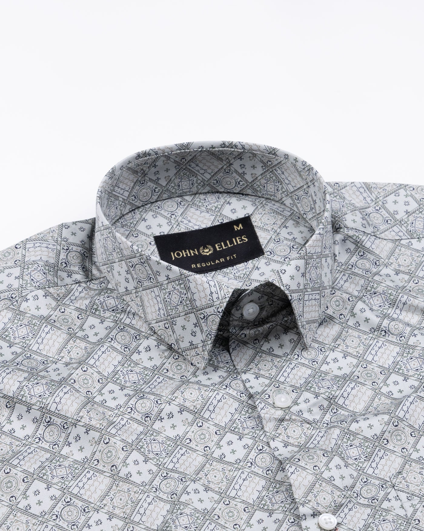 Florence Olive Giza Cotton Printed Shirt - John Ellies