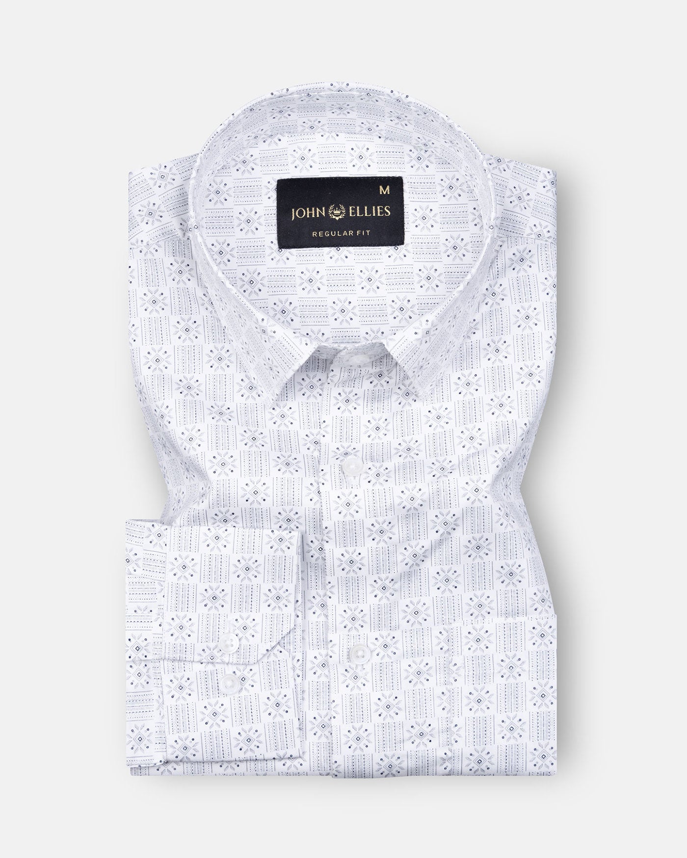 Florence Faint White Giza Cotton Printed Shirt - John Ellies