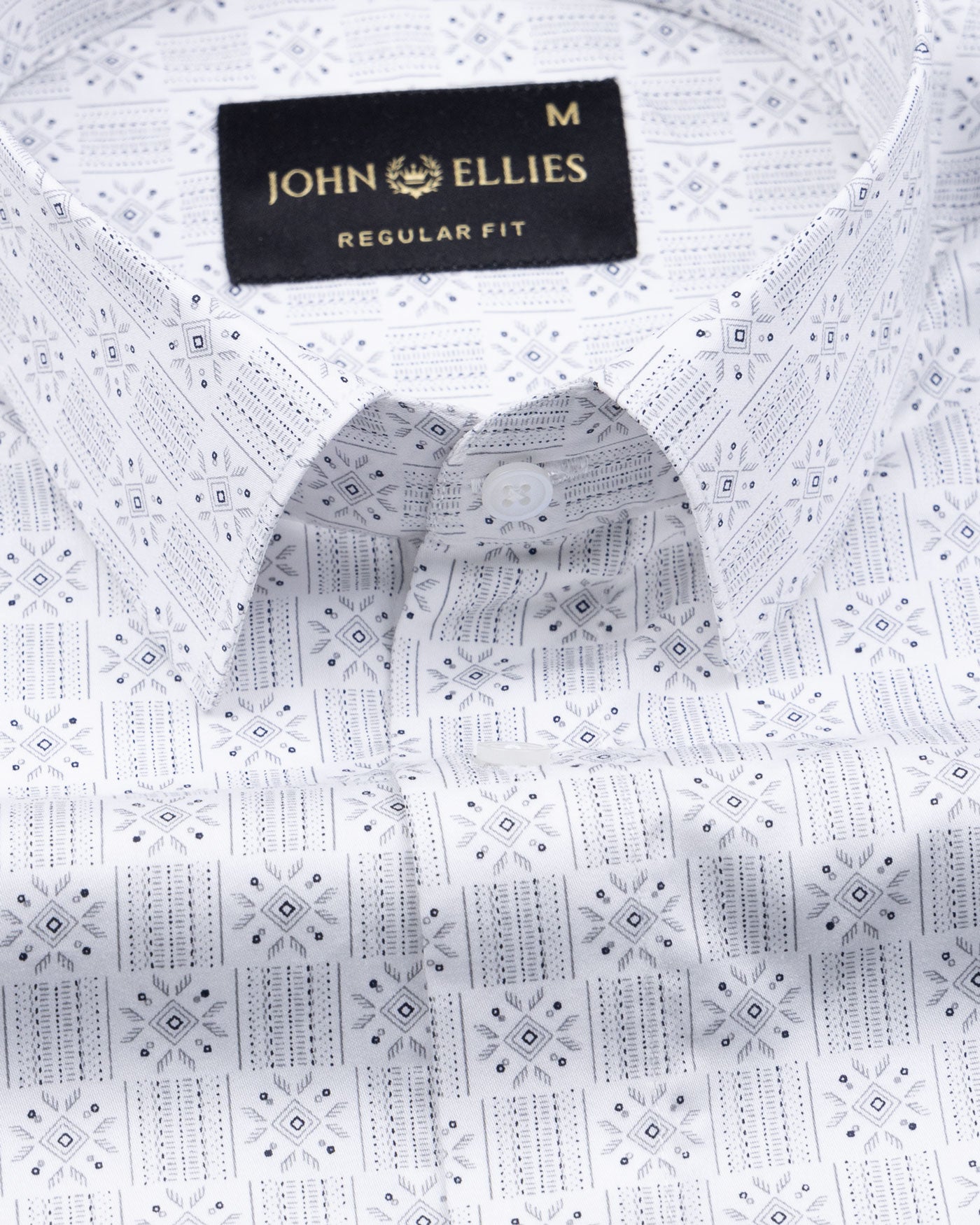 Florence Faint White Giza Cotton Printed Shirt - John Ellies