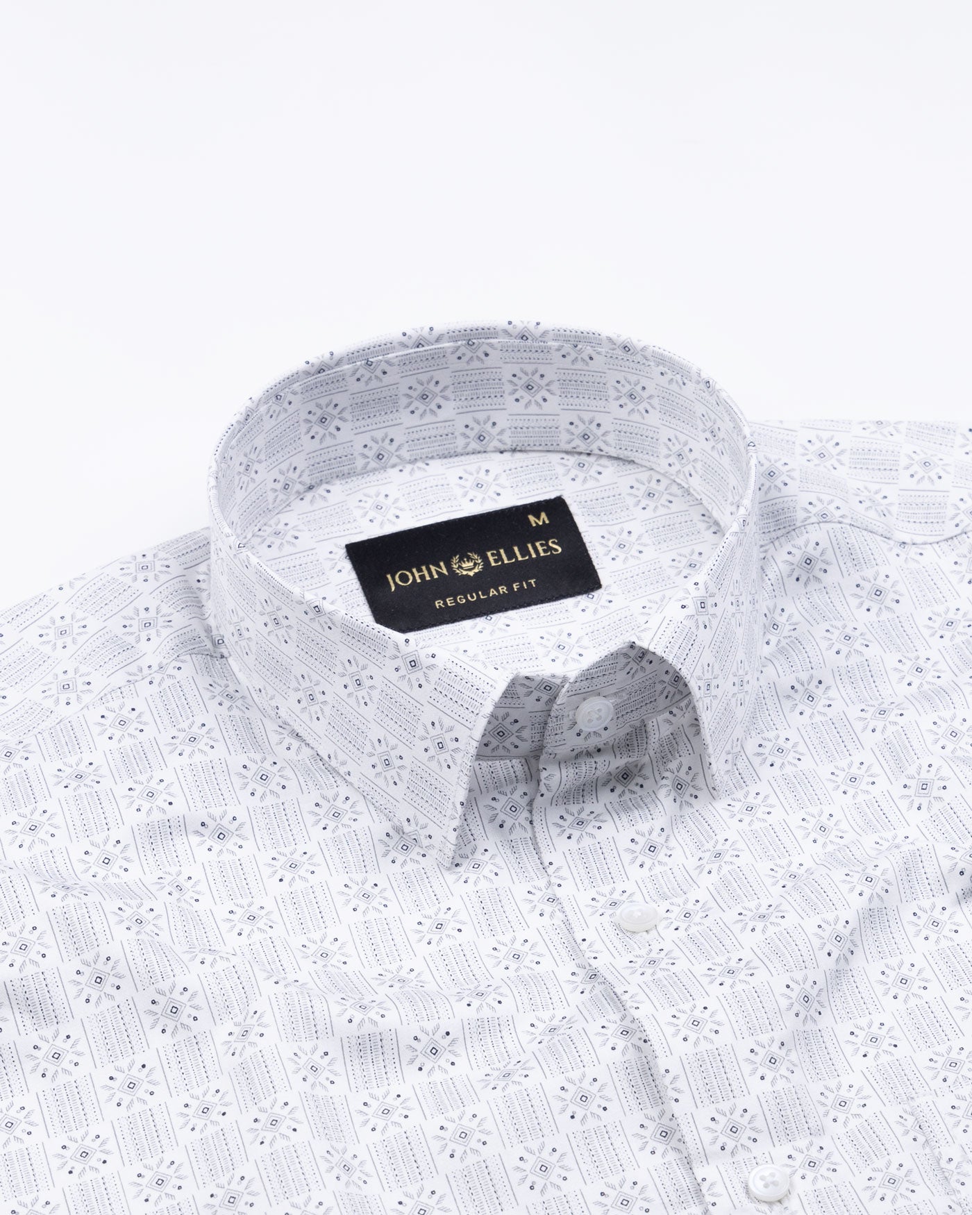 Florence Faint White Giza Cotton Printed Shirt - John Ellies