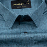 Florence Teal Giza Cotton Printed Shirt - John Ellies