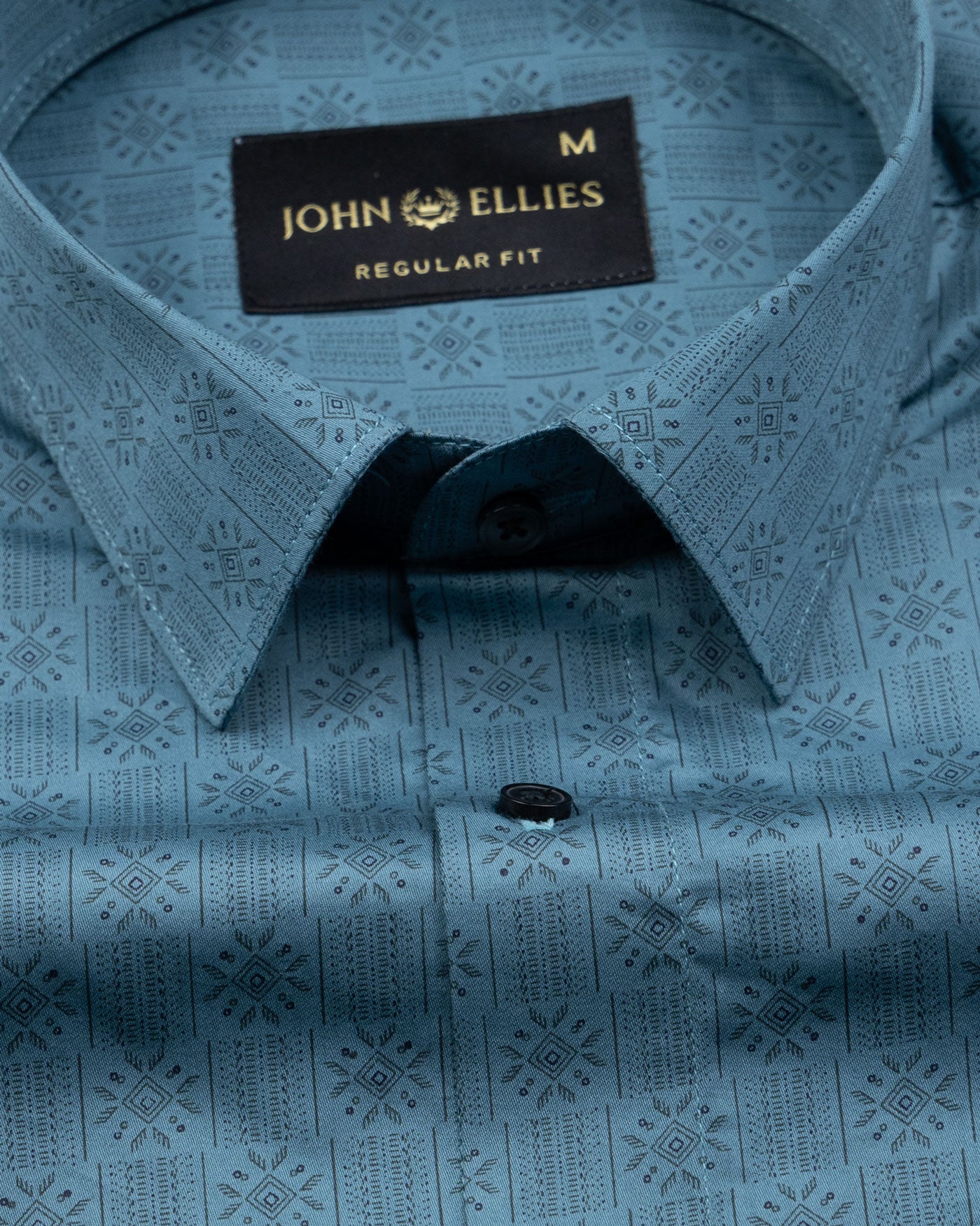 Florence Teal Giza Cotton Printed Shirt - John Ellies