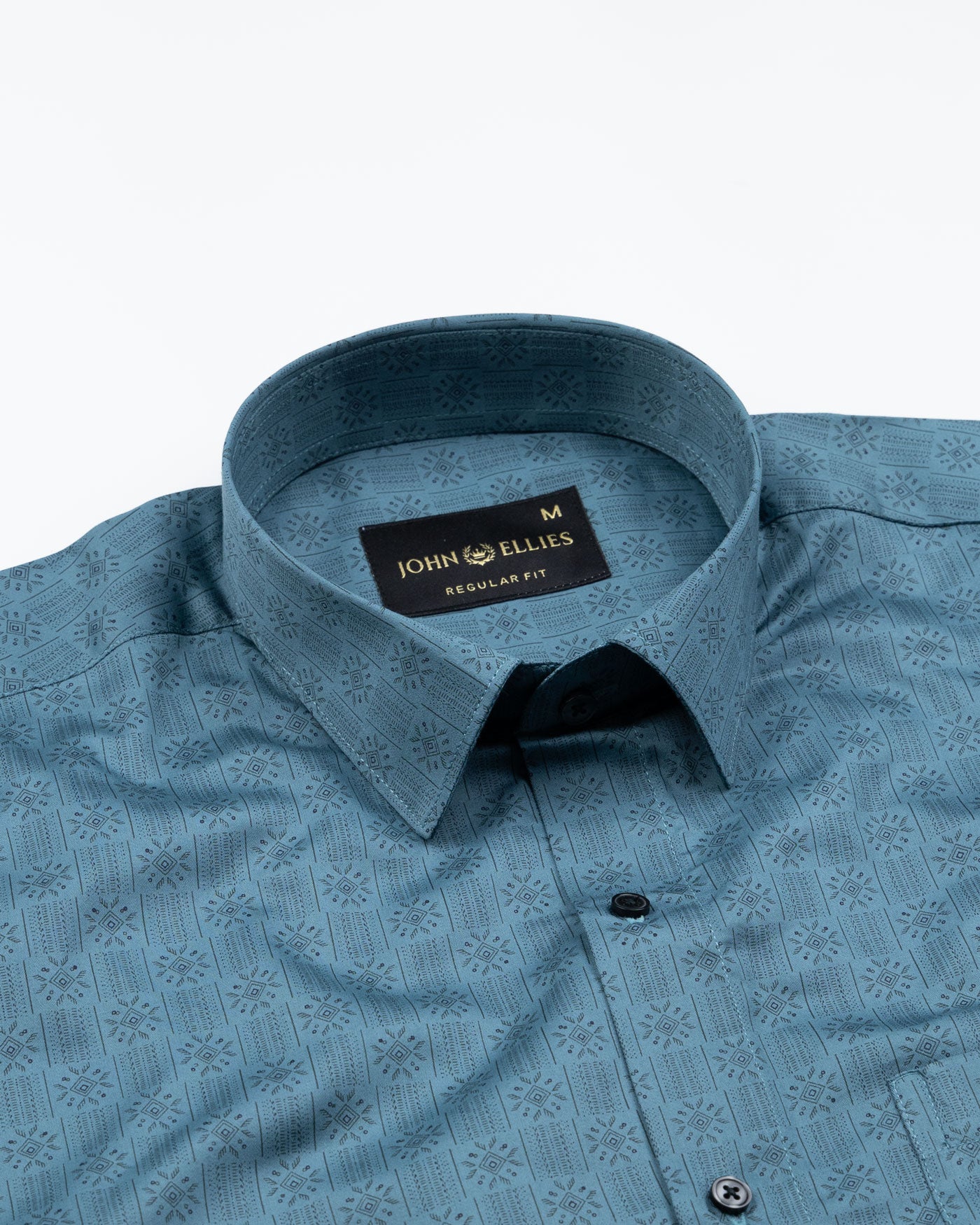 Florence Teal Giza Cotton Printed Shirt - John Ellies