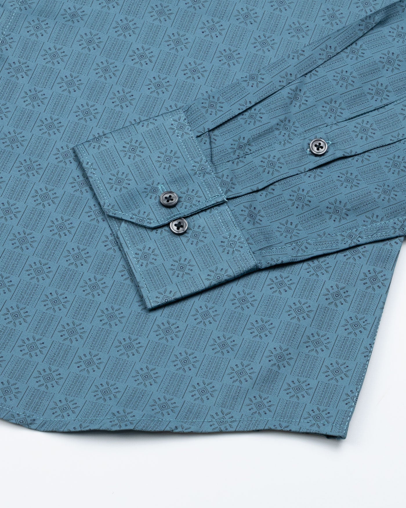 Florence Teal Giza Cotton Printed Shirt - John Ellies