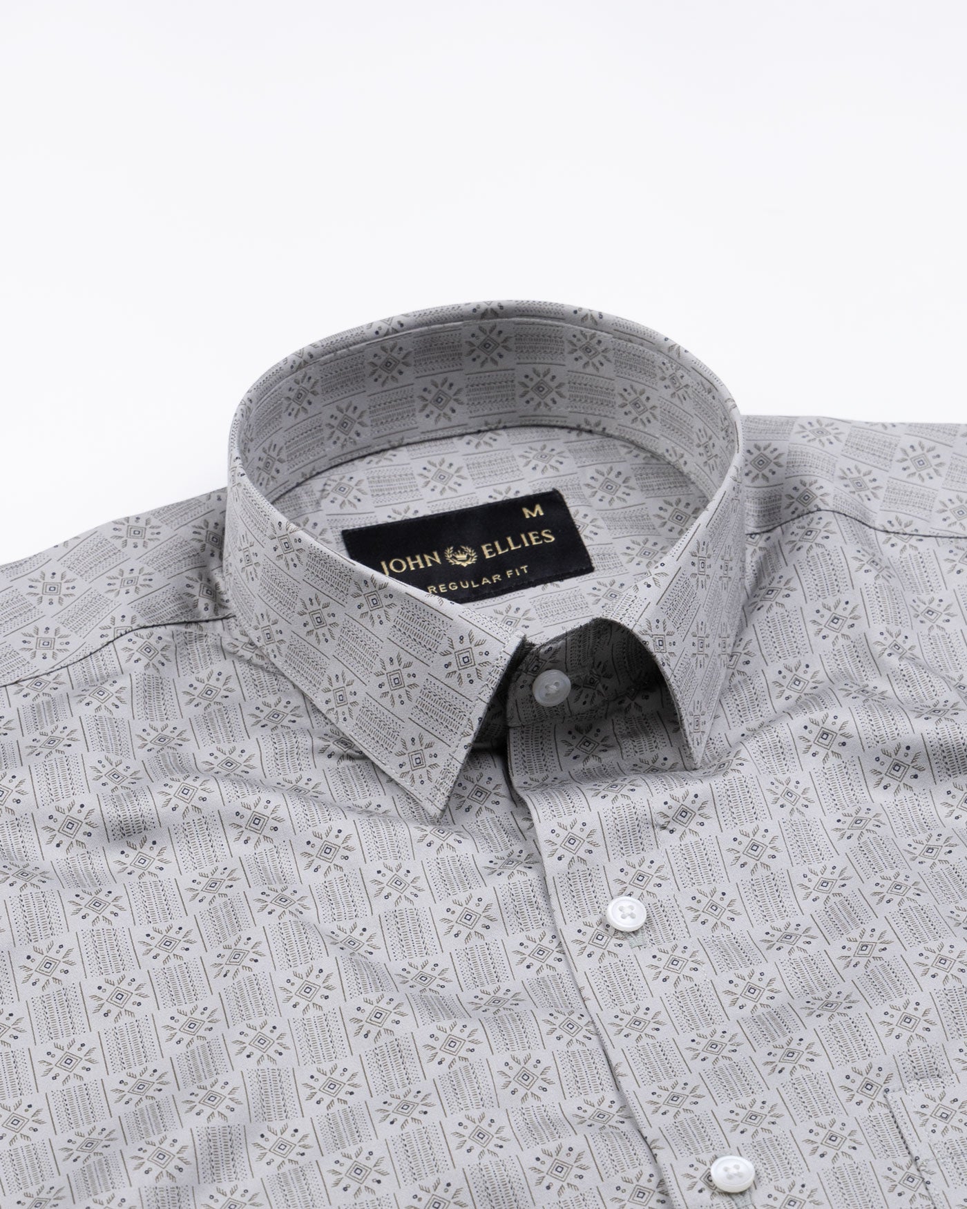 Florence Grey Giza Cotton Printed Shirt - John Ellies