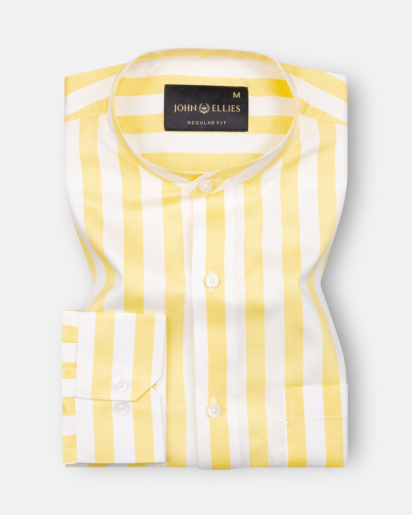 Luxline Yellow with White Stripe Giza Cotton Shirt - John Ellies