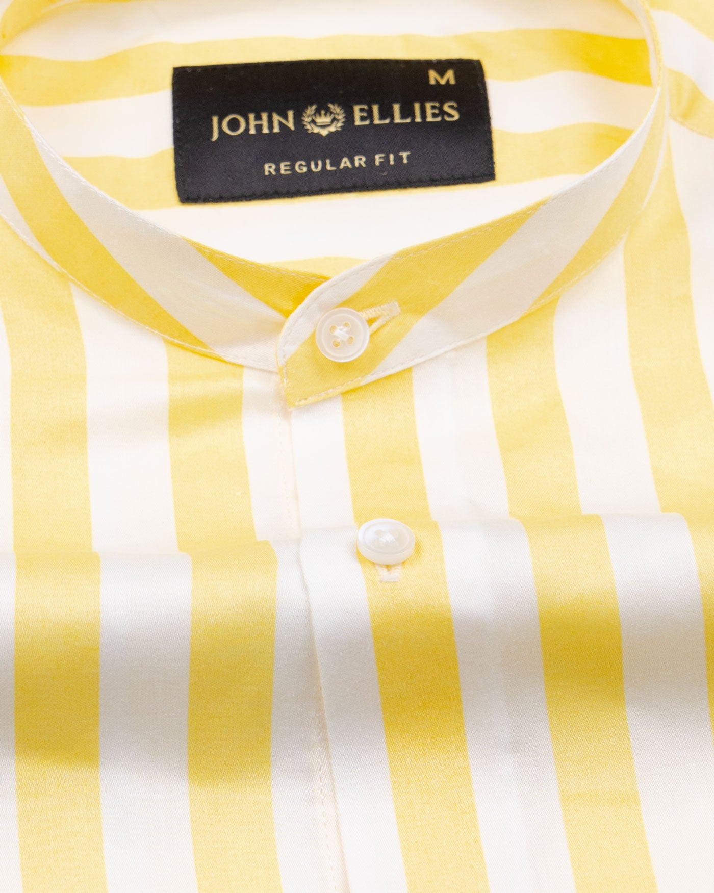 Luxline Yellow with White Stripe Giza Cotton Shirt - John Ellies