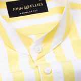 Luxline Yellow with White Stripe Giza Cotton Shirt