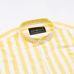 Luxline Yellow with White Stripe Giza Cotton Shirt - John Ellies