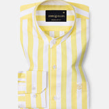 Luxline Yellow with White Stripe Giza Cotton Shirt