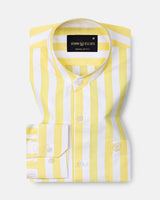 Luxline Yellow with White Stripe Giza Cotton Shirt