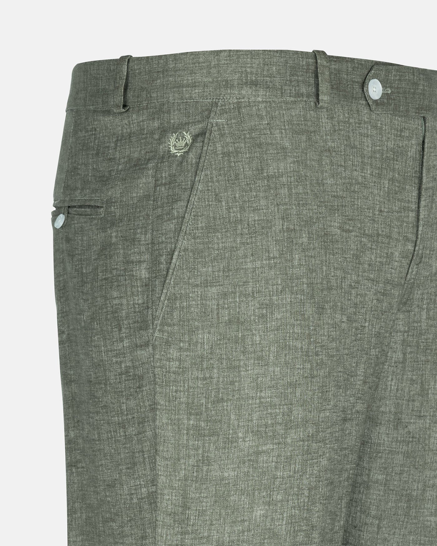 Motryx Green Linen Plain Formal Pant - John Ellies