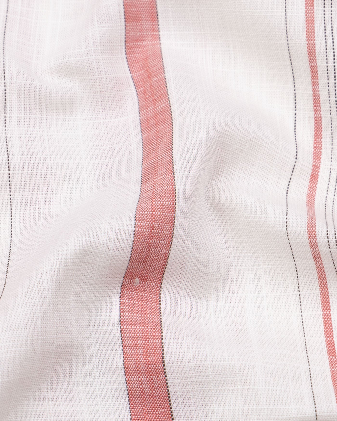 Luxline White With Peach Stripe Linen Shirt - John Ellies