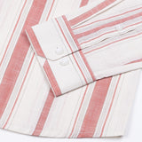 Luxline White With Peach Stripe Linen Shirt - John Ellies