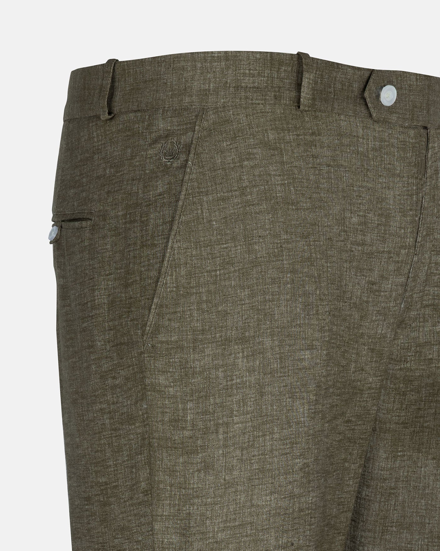 Motryx Khaki Linen Plain Formal Pant - John Ellies