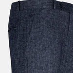 Motryx Navy Blue Linen Plain Formal Pant - John Ellies